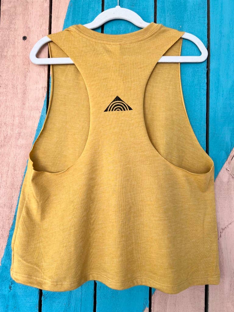 Bliss Women's Racerback Cropped Tank, Peace Sunflower Top