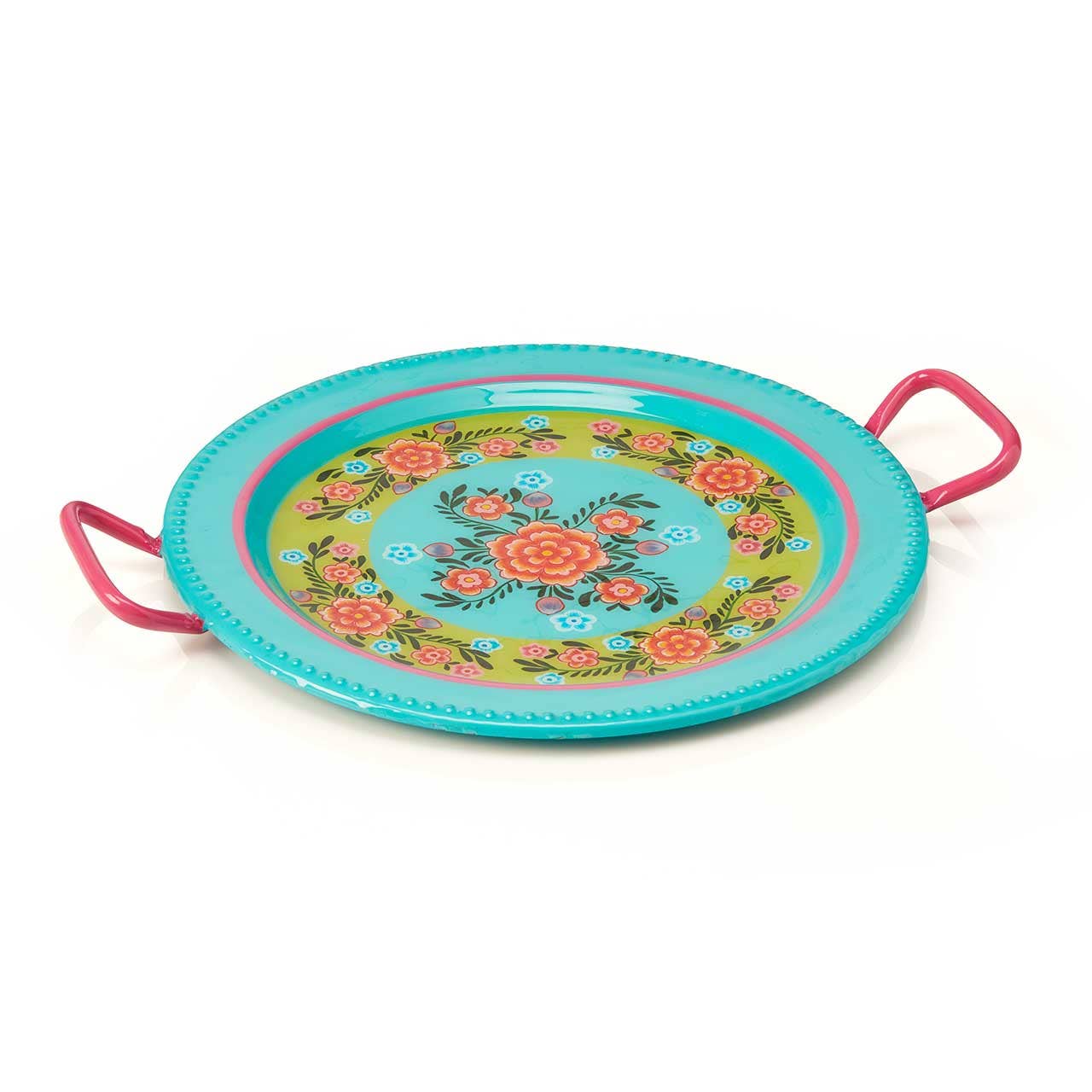 Bright Floral Stainless Steel Serving Tray