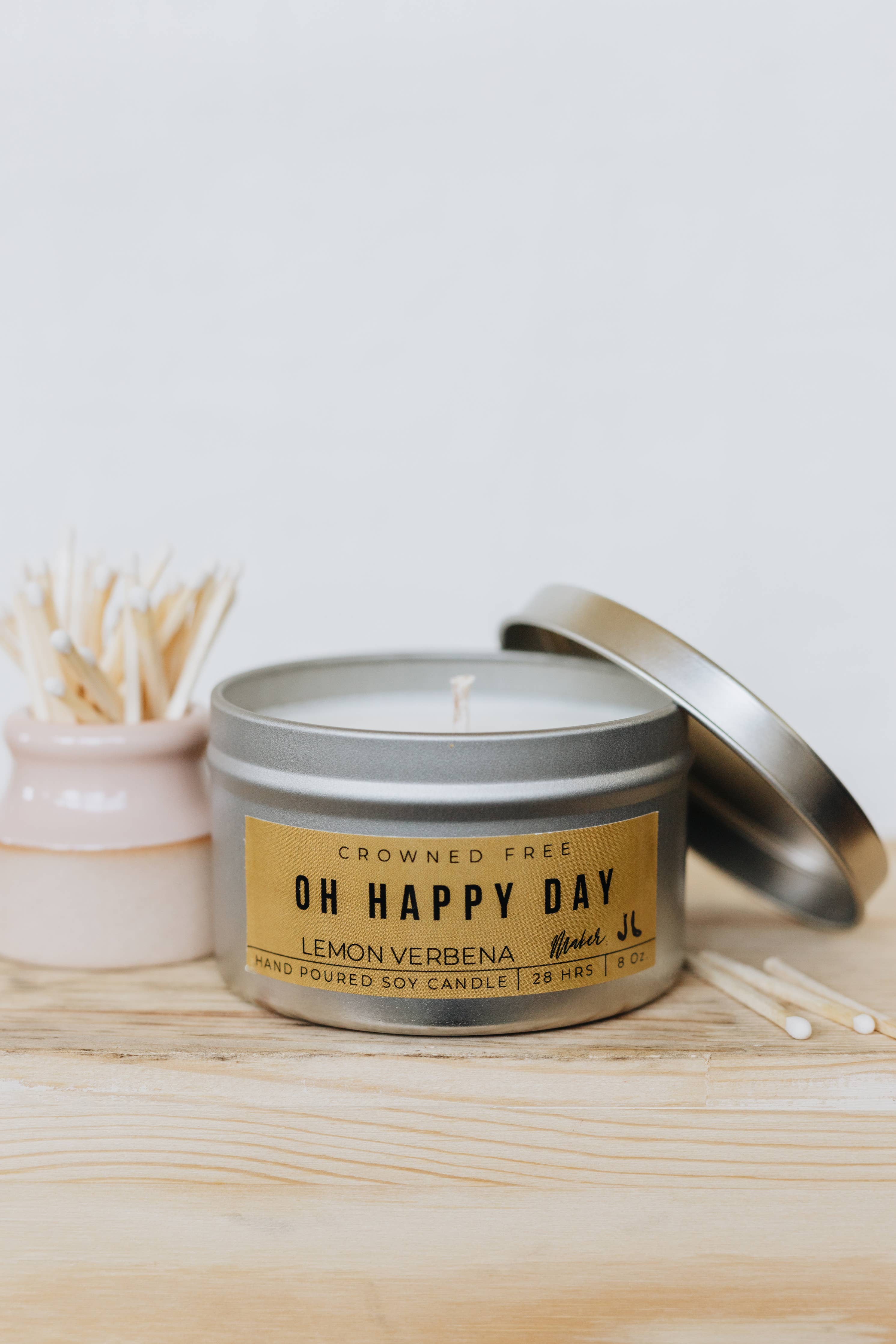 Crowned Free Oh Happy Day Candle - 8oz - Made by Survivors