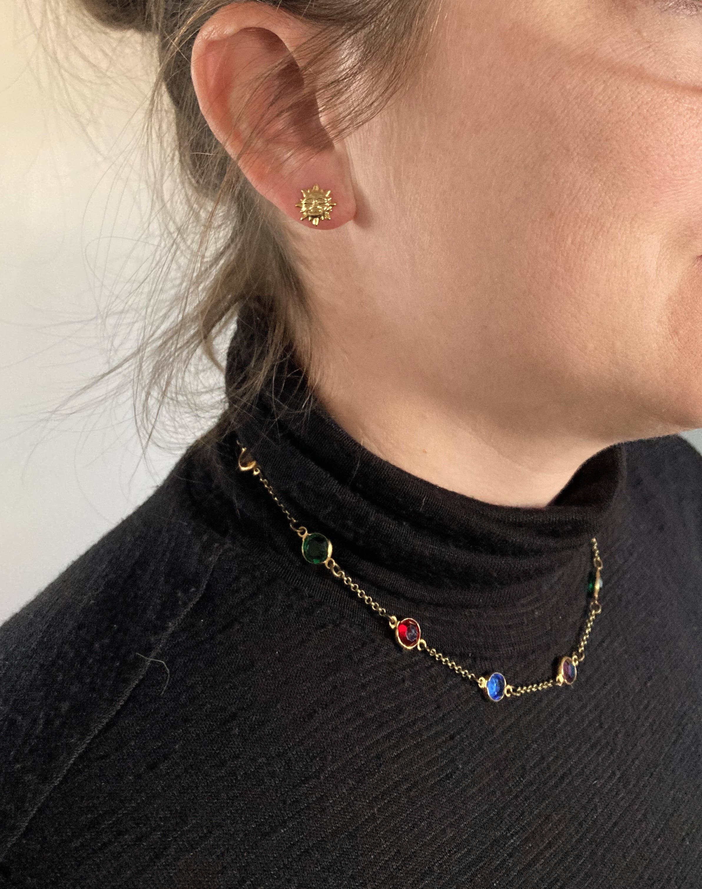 Crystal Multi Color Bead Layering Necklace