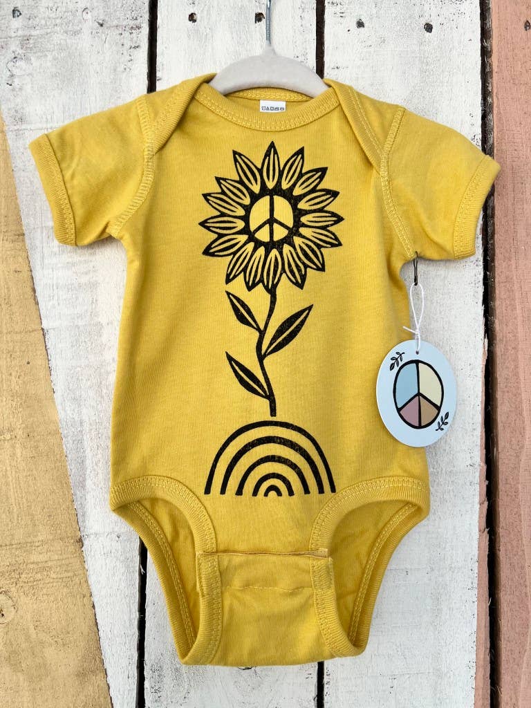 Bliss Baby Bodysuit, Hippie Sunflower Baby Clothes