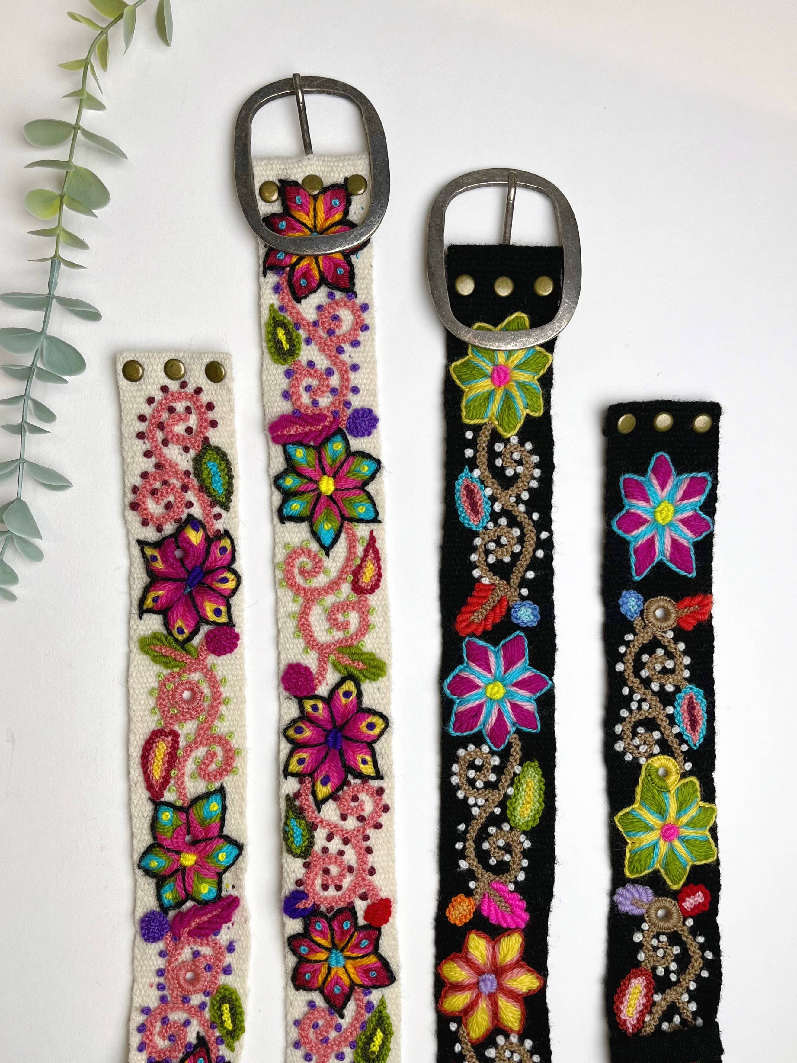 Andean Blossom Wide Embroidered Belt