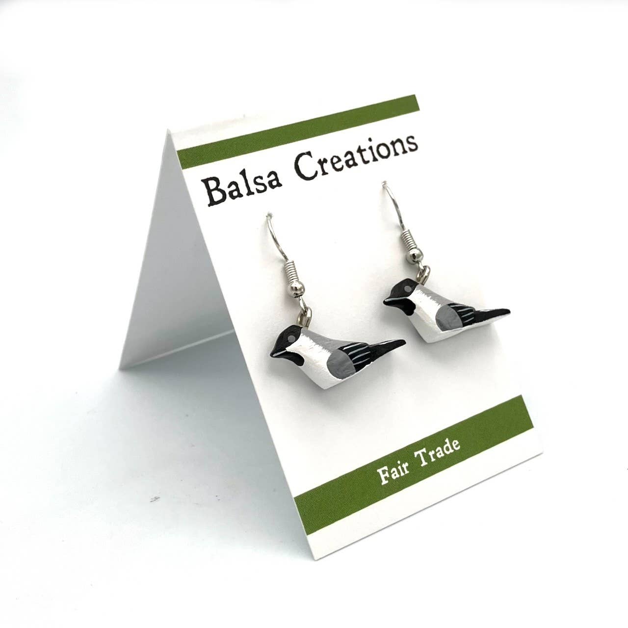 Black-capped Chickadee Balsa Earrings
