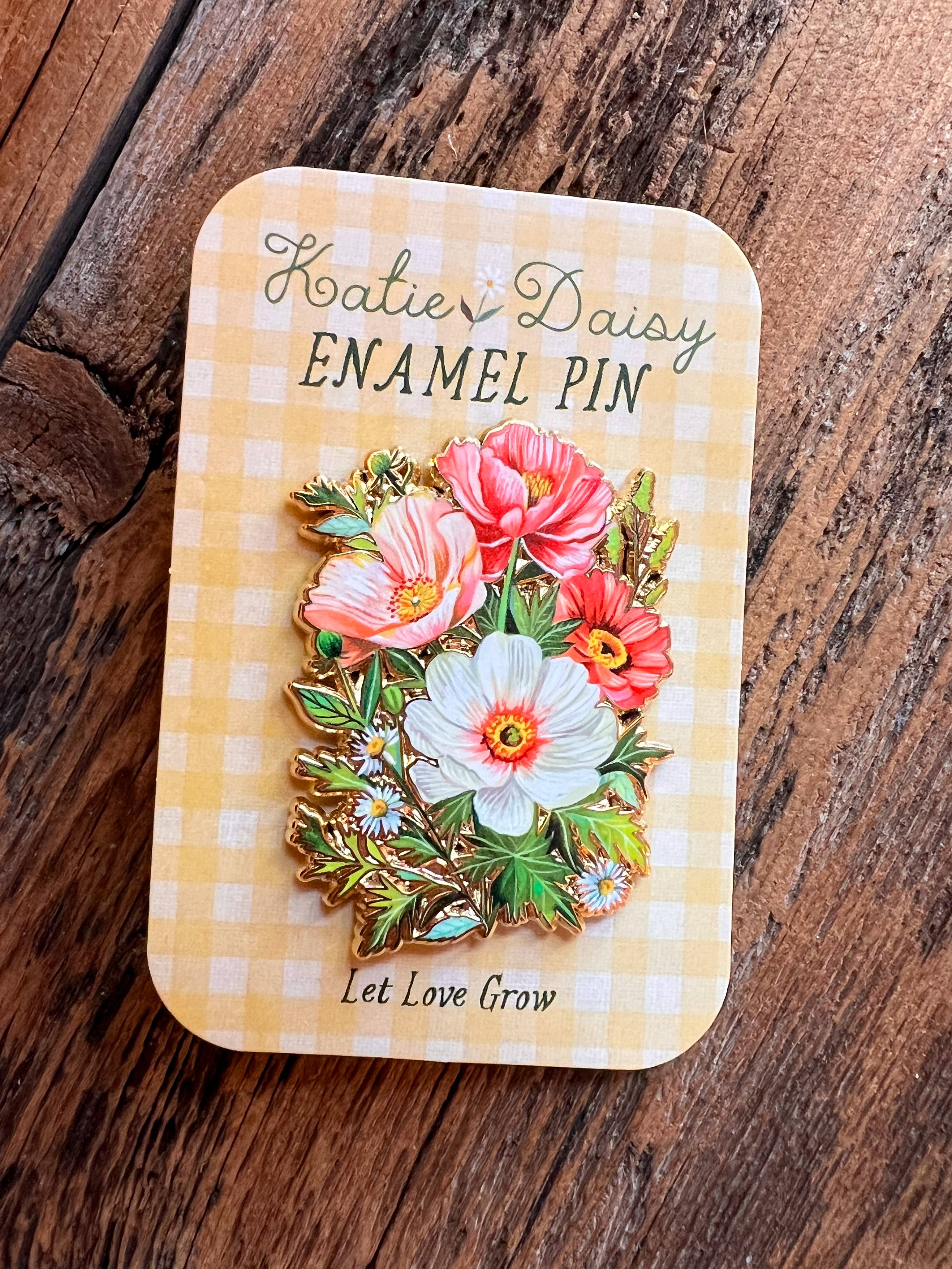 Lydia’s Bouquet Enamel Pin by Katie Daisy
