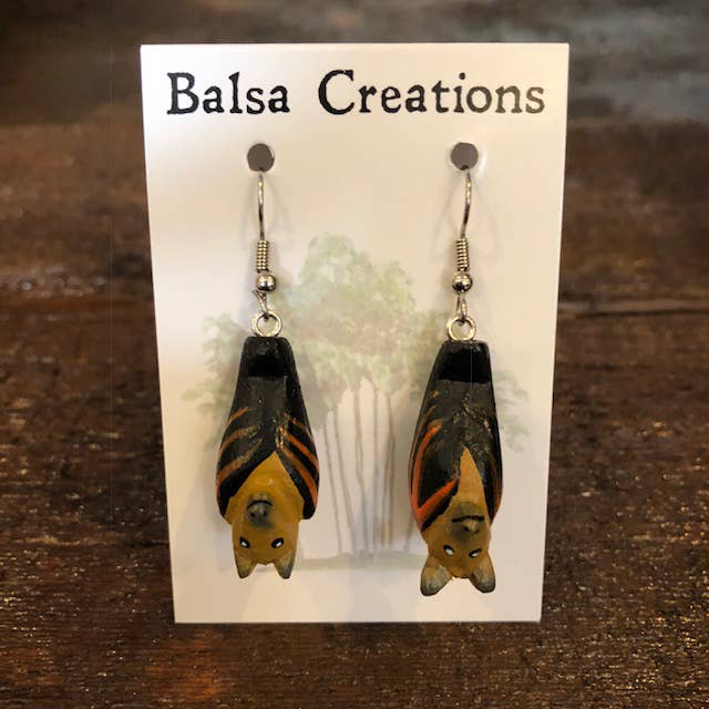 Flying Fox Bat Balsa Earrings