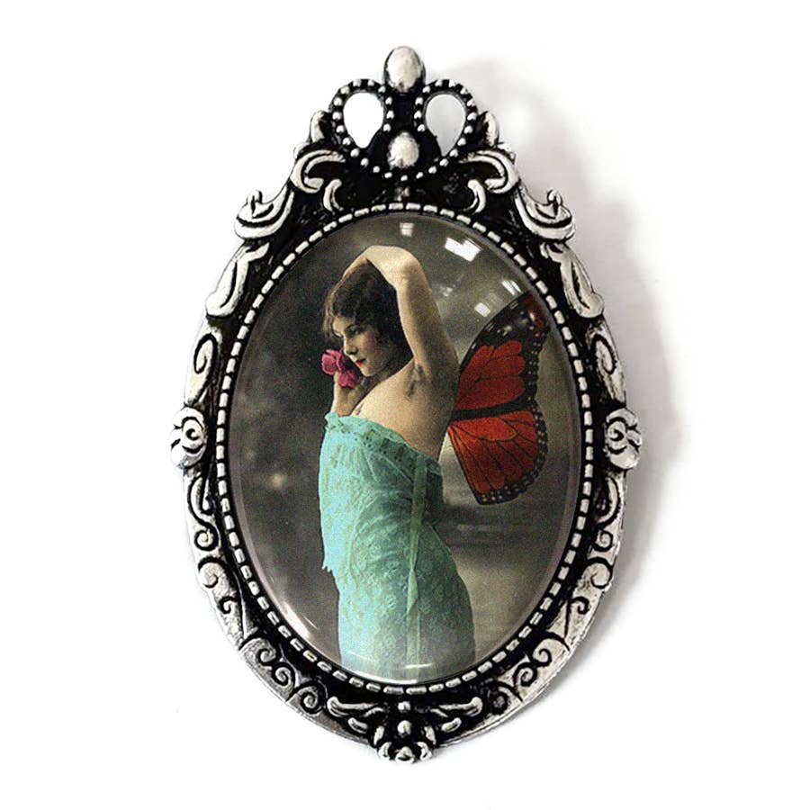 Vintage Fairy Photographic Brooch Victorian Art