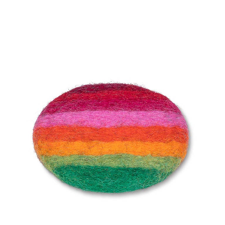 Rainbow Stripe Felt Coaster-4"D