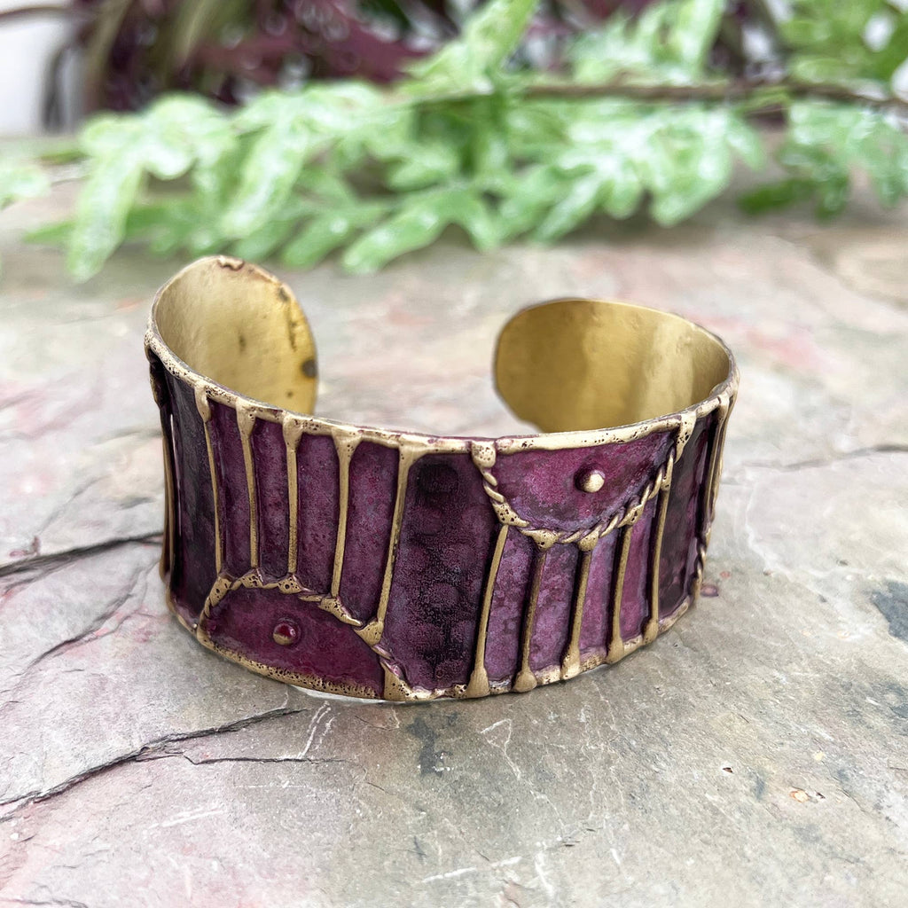 Arched Lines Brass Patina Cuff Bracelet