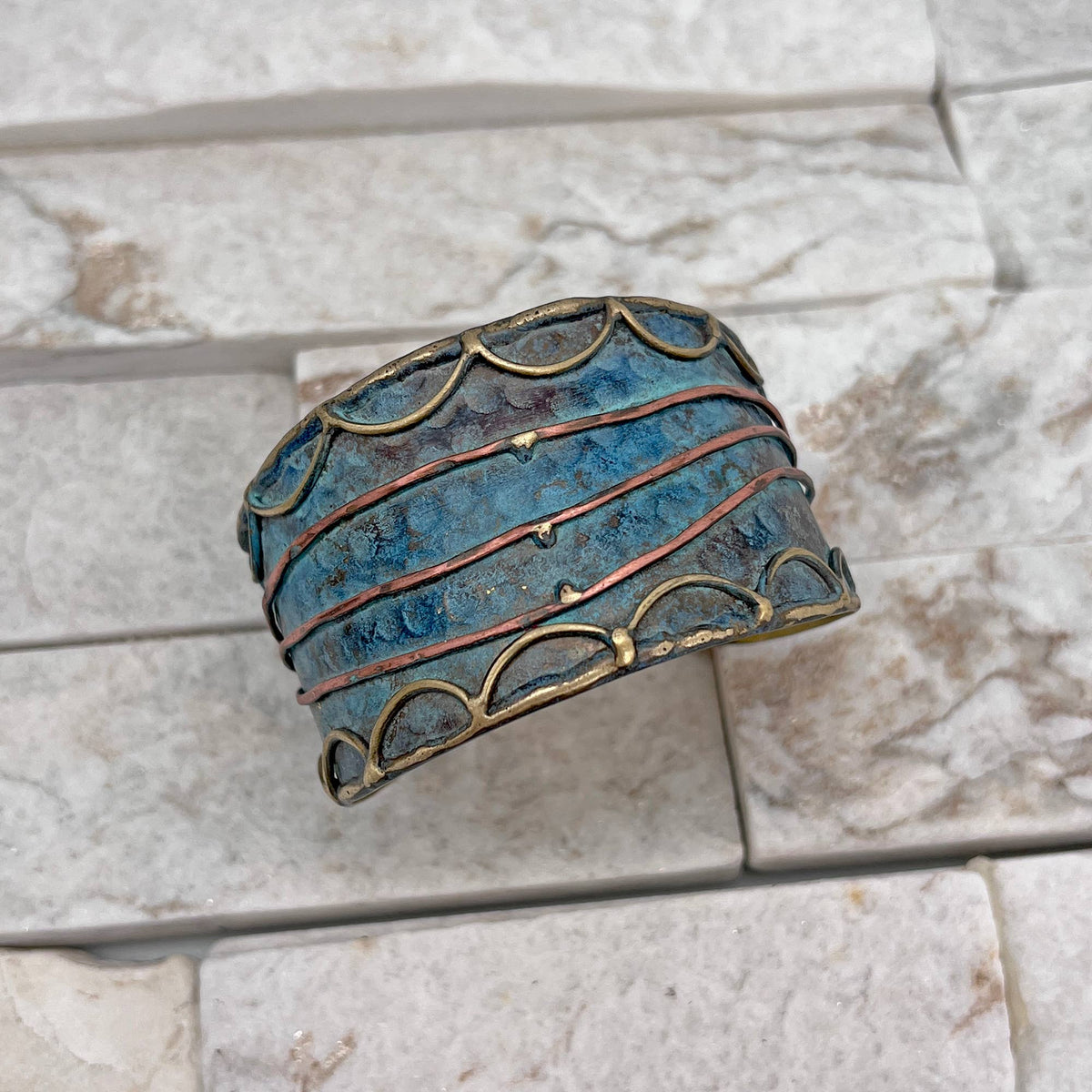 River Brass Patina Cuff Bracelet