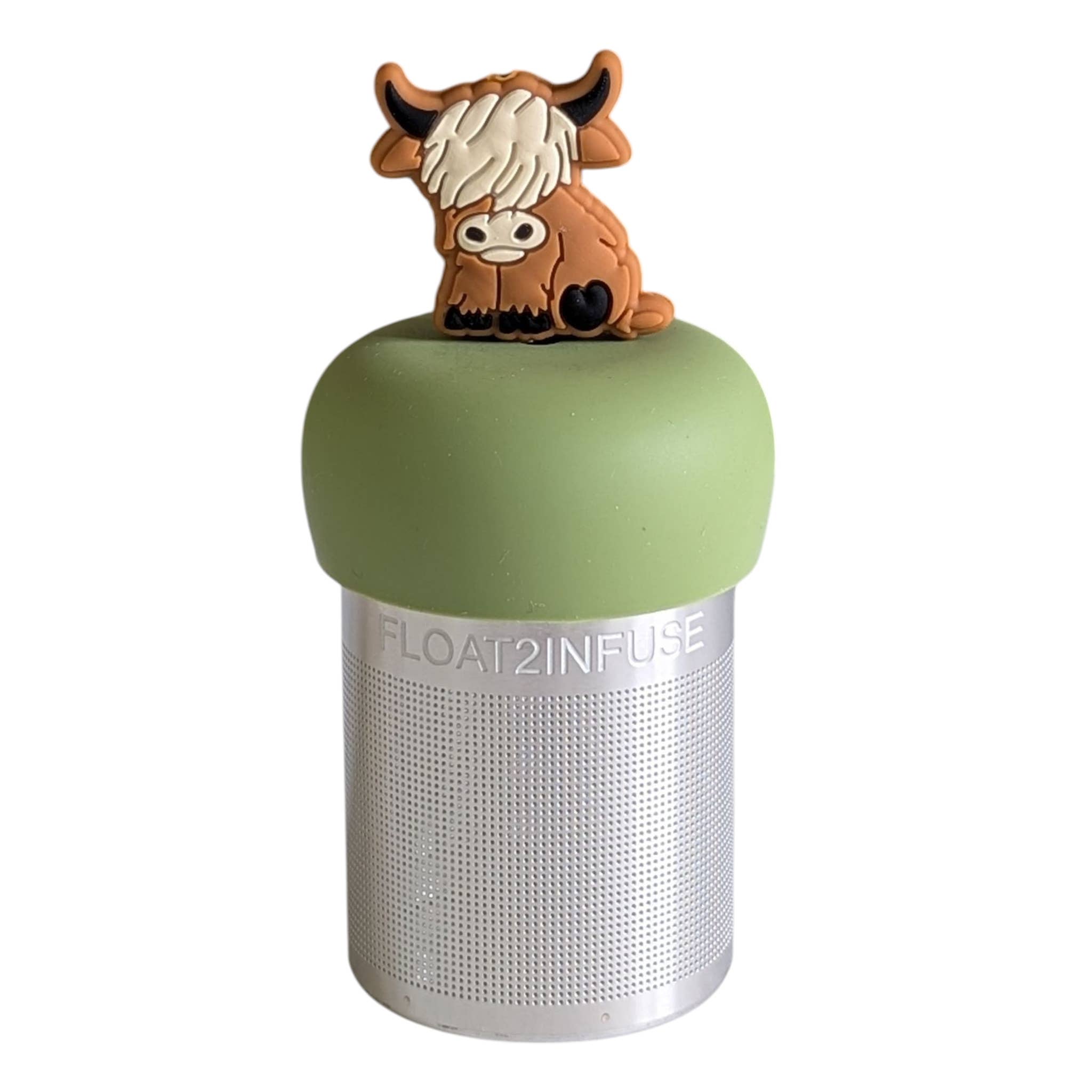 2D Highland Cow | Floating Tea Steeper | Green Base | Blonde