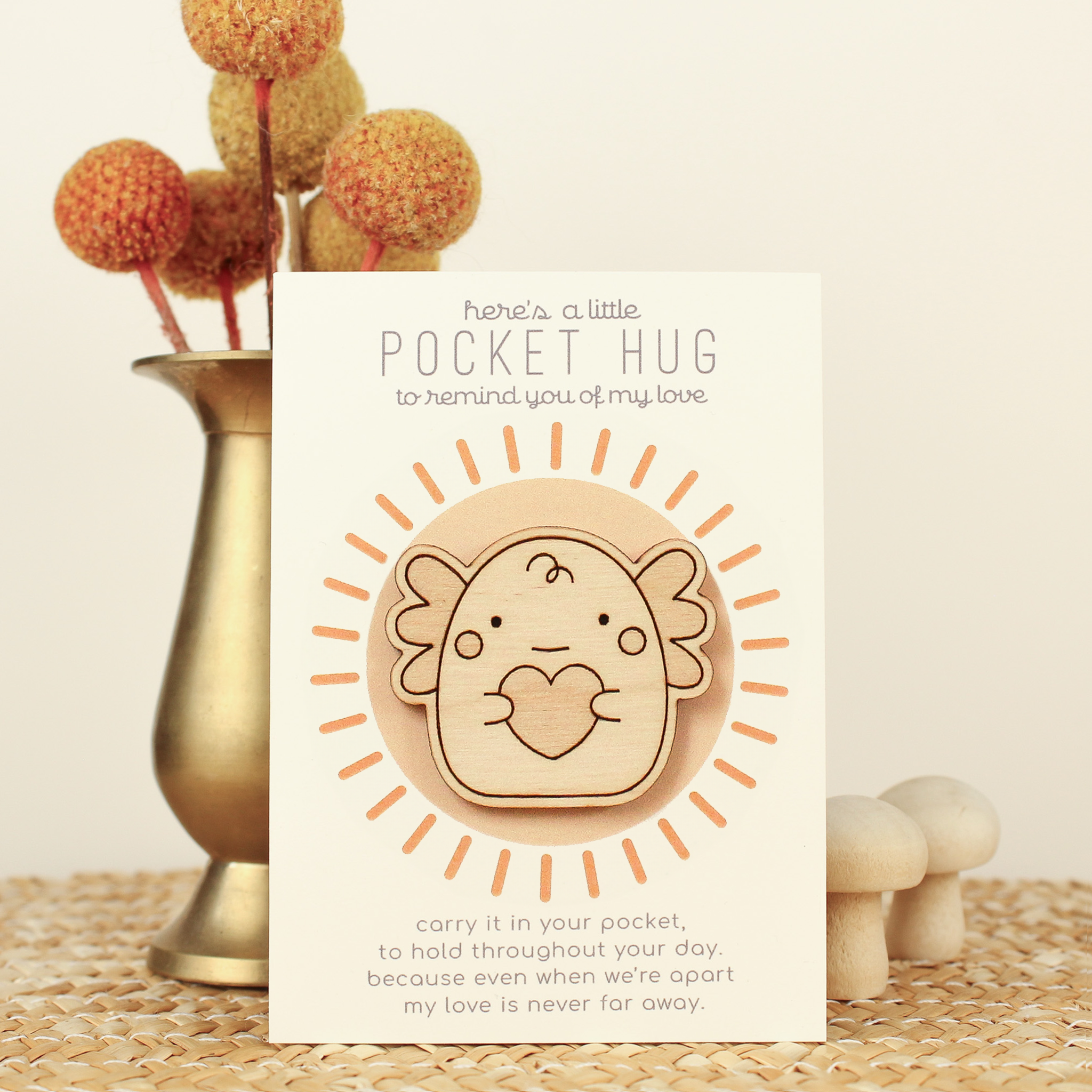 Axolotl Wooden Pocket Hug