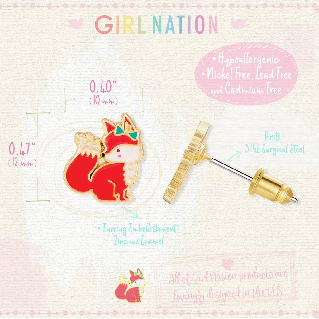 Fancy Fox Stud Earrings