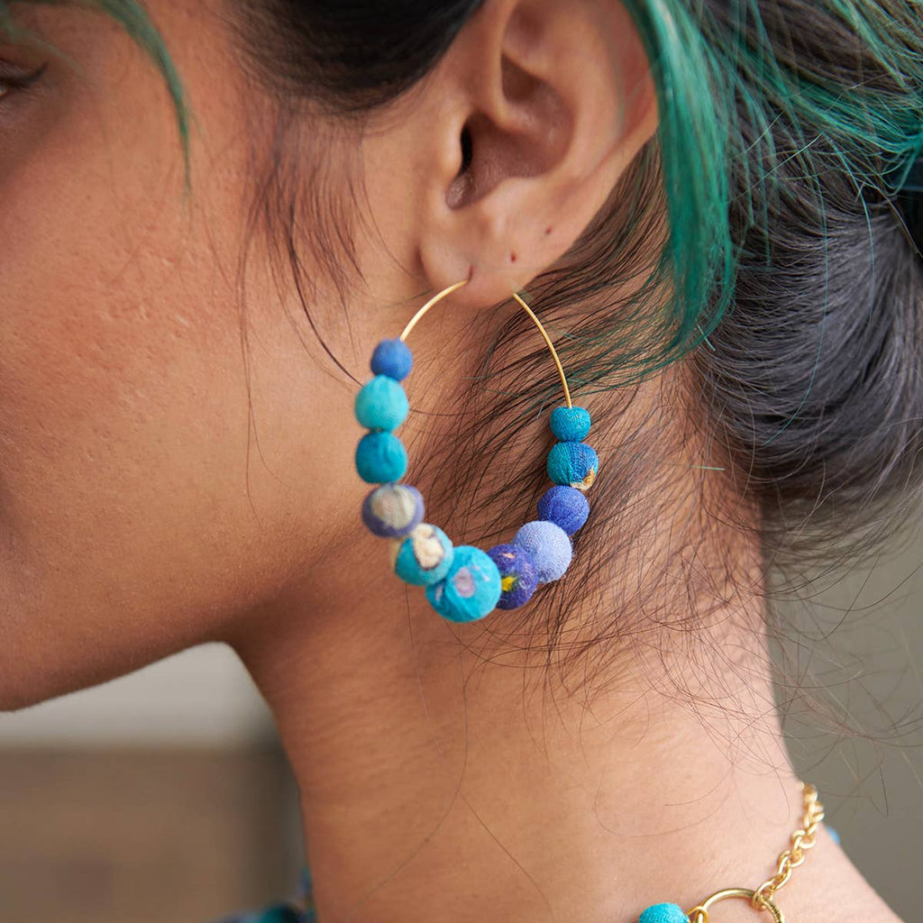 Azure Graduated Kantha Hoops
