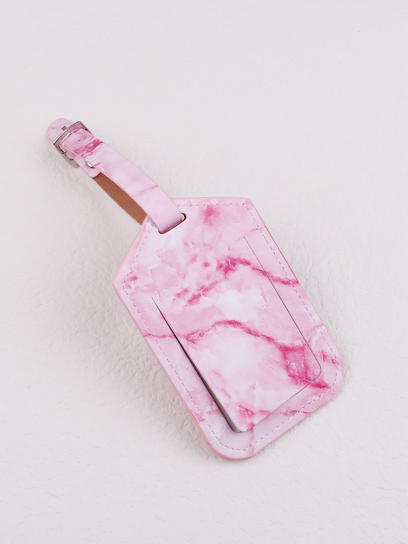 Pink marble do not touch luggage tag