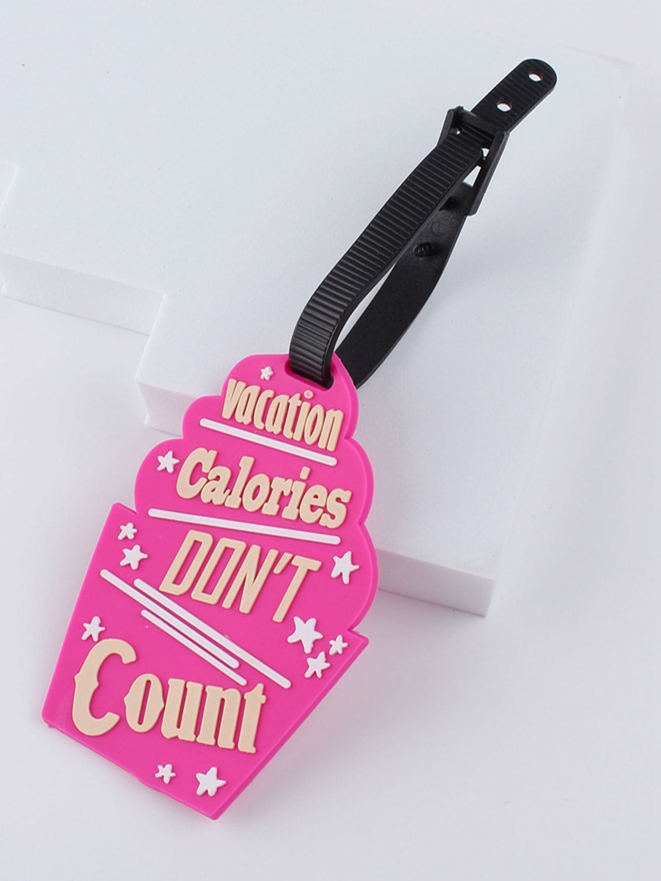 Pink vacation calories luggage tag