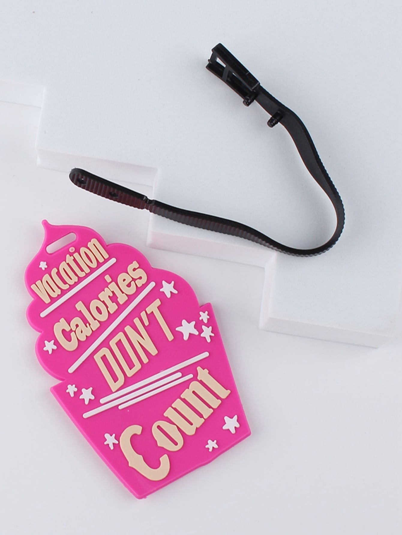 Pink vacation calories luggage tag