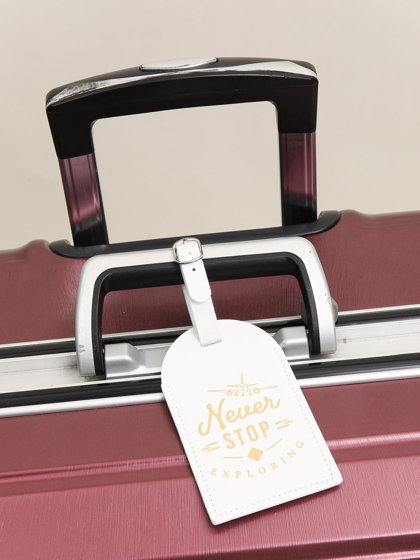 White Never Stop Exploring: Luggage Tag