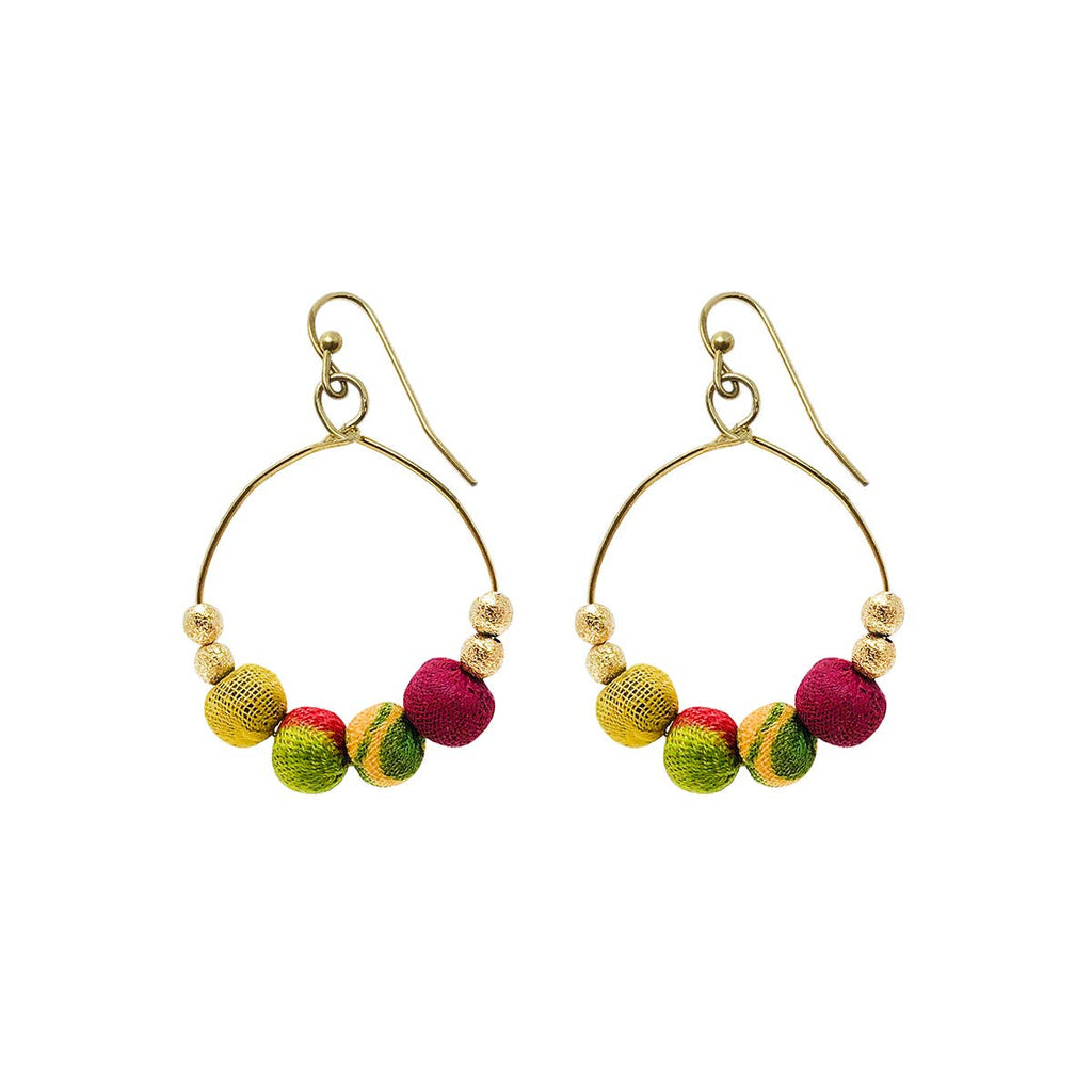 Petite Gilded Kantha Hoop Earrings