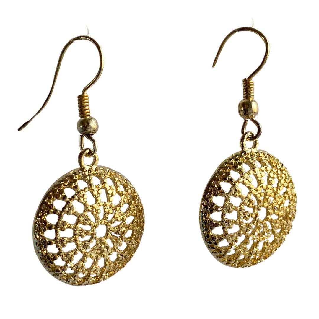 Sun Filigree Dangle Earrings (Silver, 14K, Rose) - Handmade