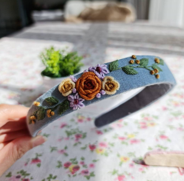 Floral Embroidered Headband, Collection Elena