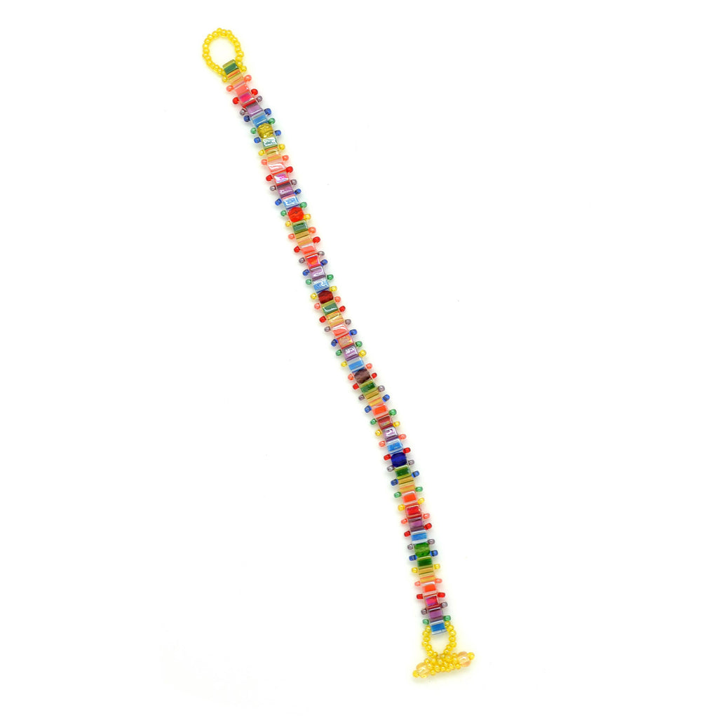 Stackable Beaded Rainbow Bracelets with Glass Beads