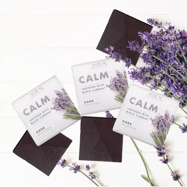 Calm Herbal Lavender Black Currant 54% Dark Chocolate 18pc