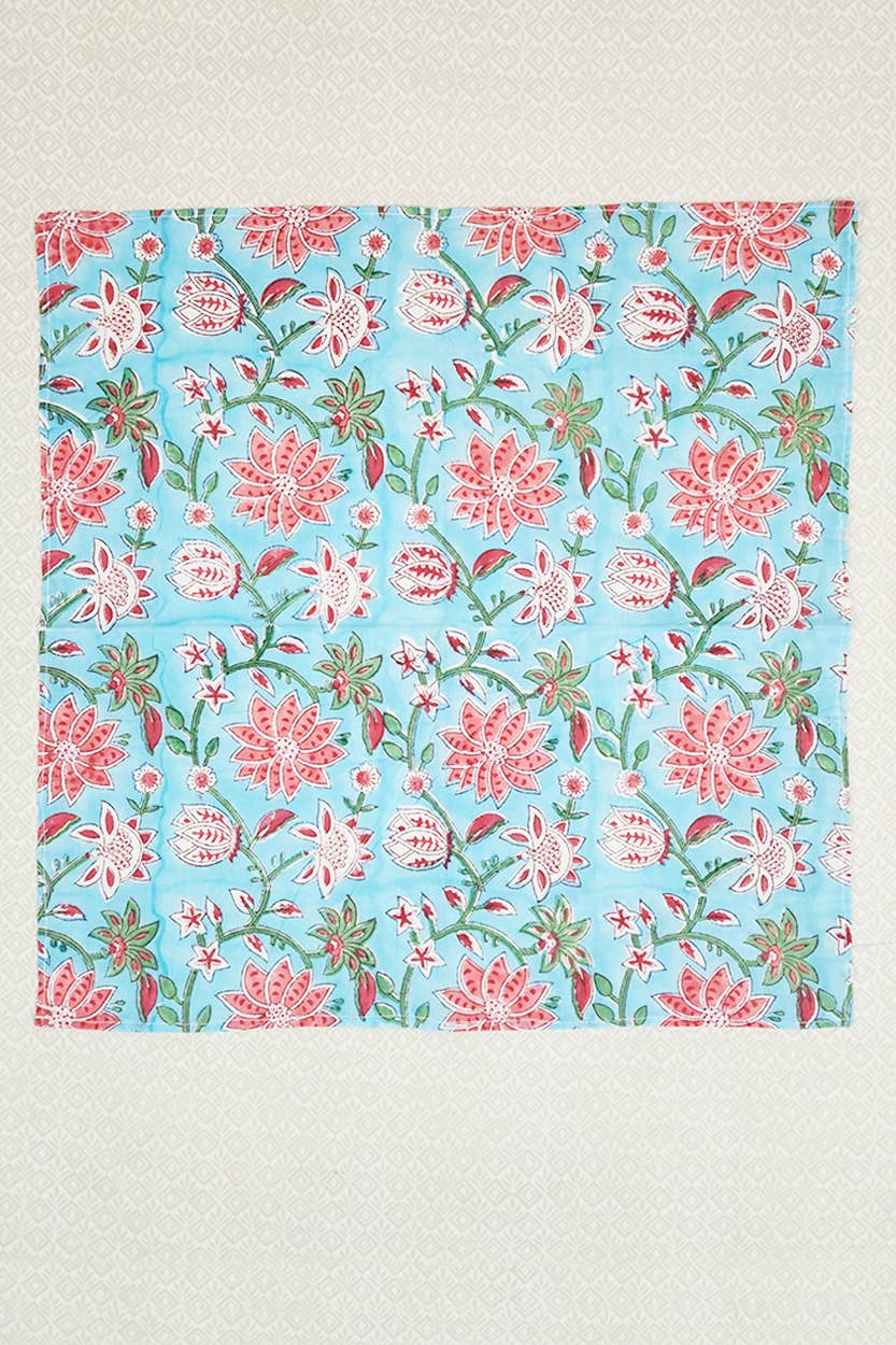 Floral Block Cloth Napkins, Set of 6