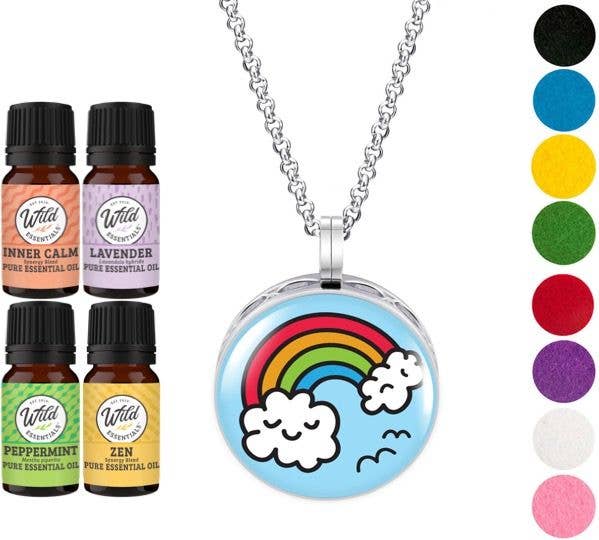 Rainbow Cloud Necklace Diffuser with four oils