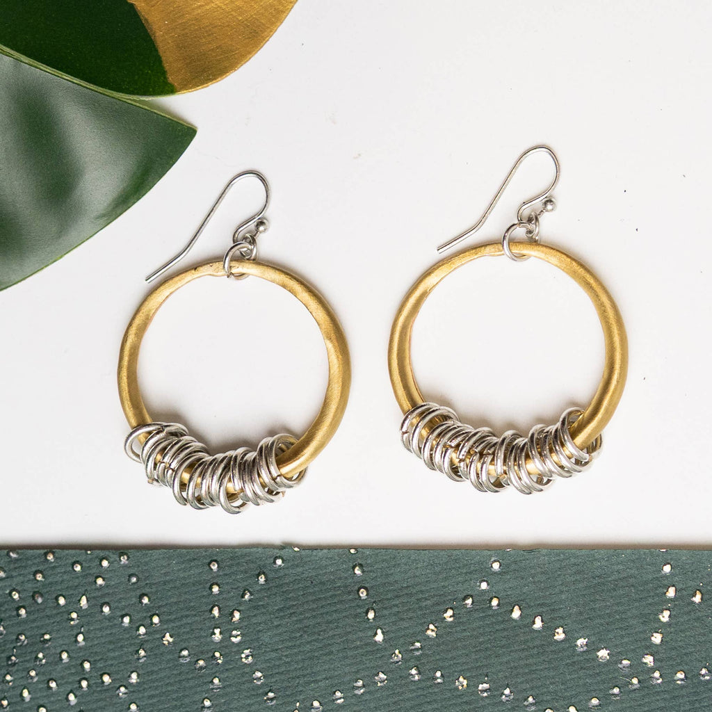 Gold Dangling Circlet Hoops