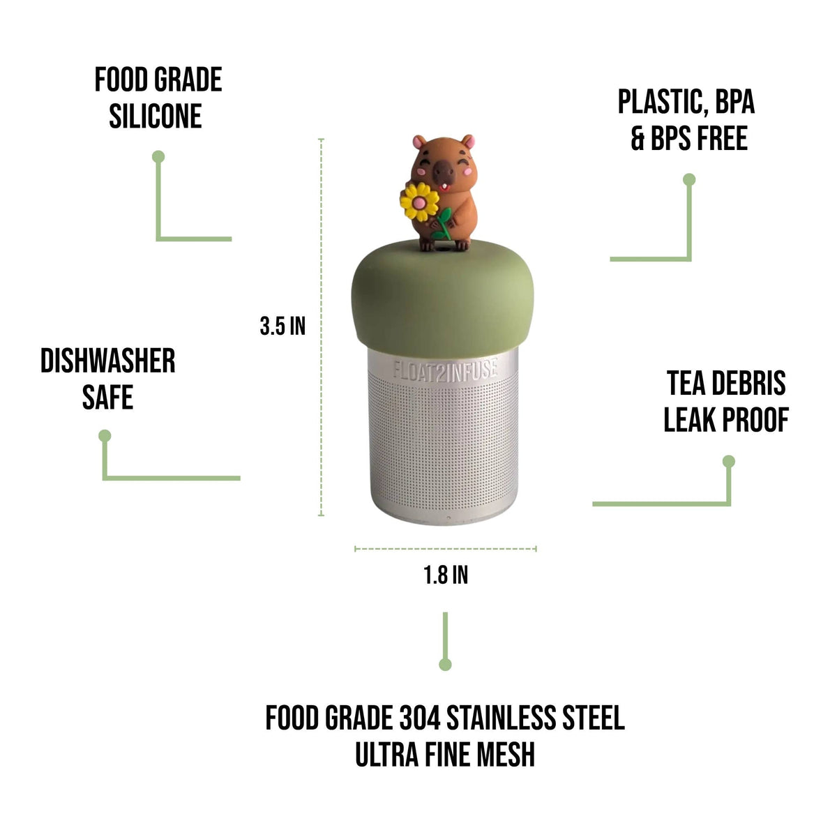 Sunflower Capybara | Floating Tea Infuser | Green Base