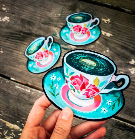 Teacup Galaxy - Glitter Sticker