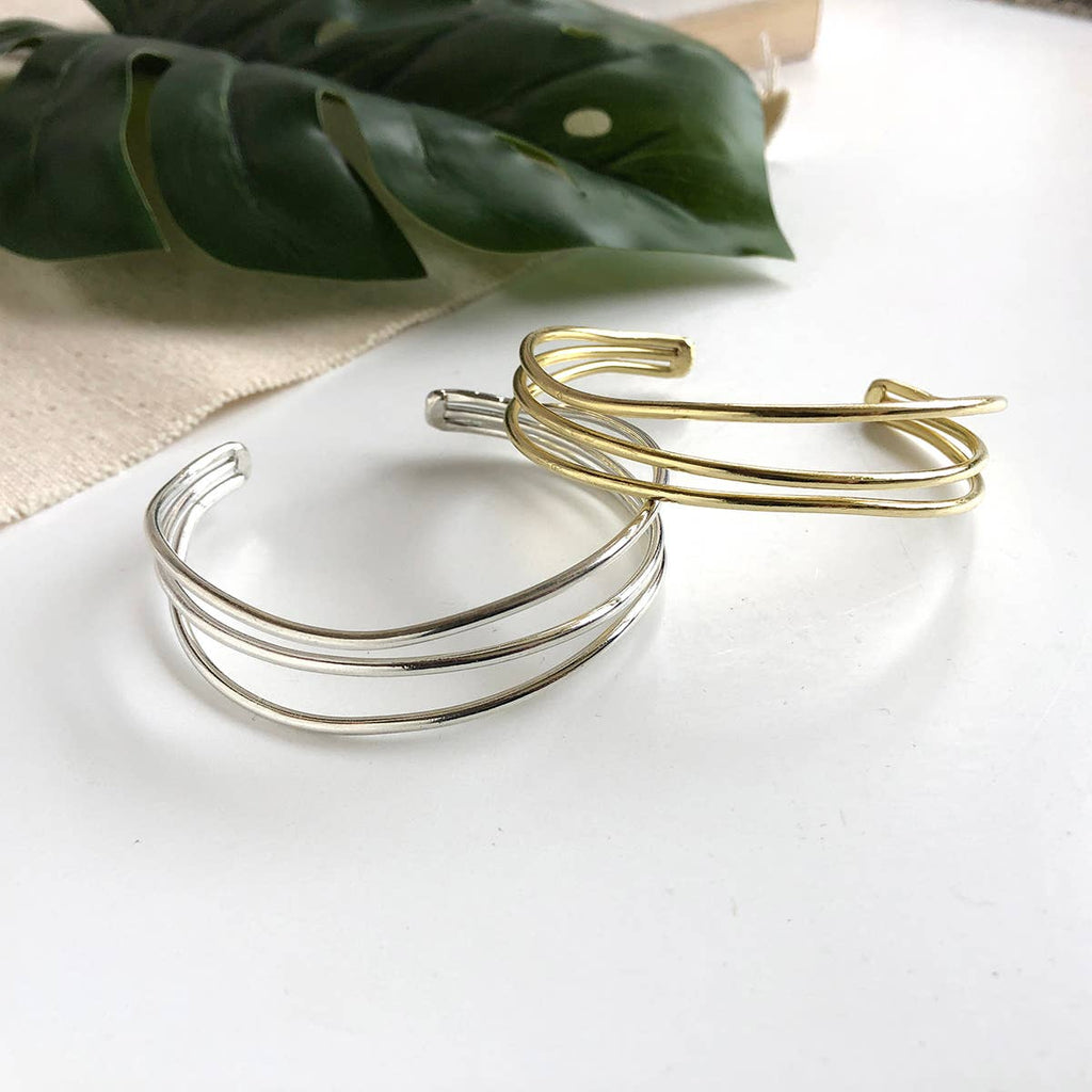 Gold Layered Waves Cuff