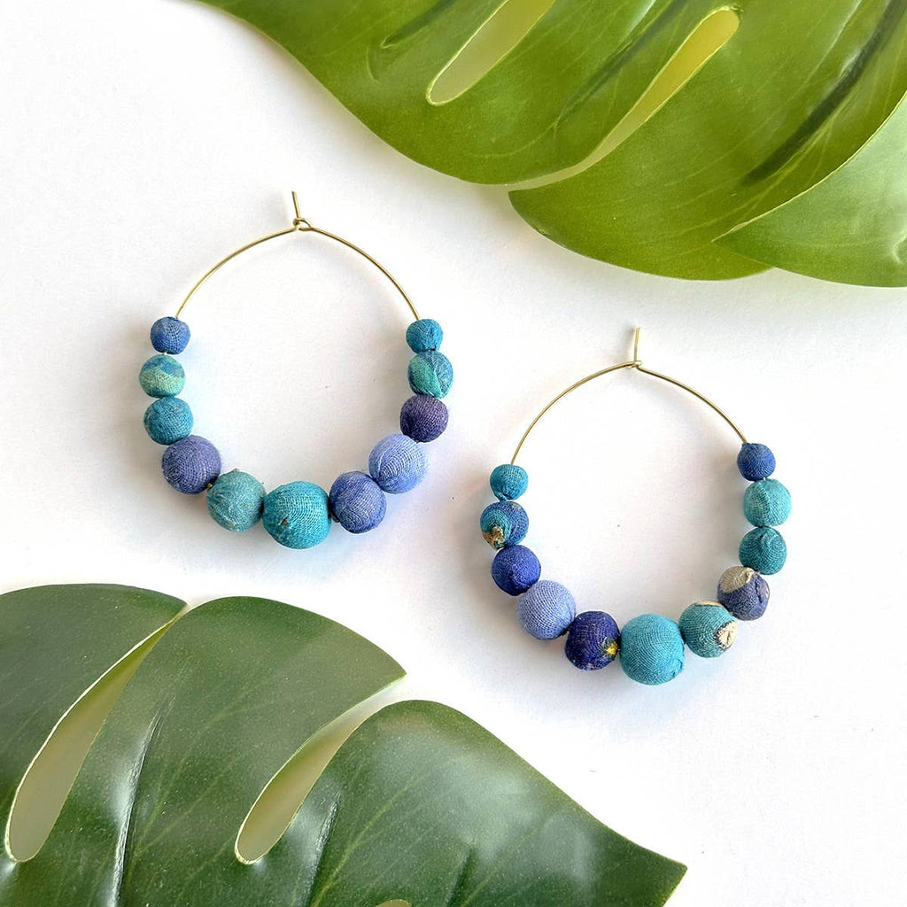 Azure Graduated Kantha Hoops
