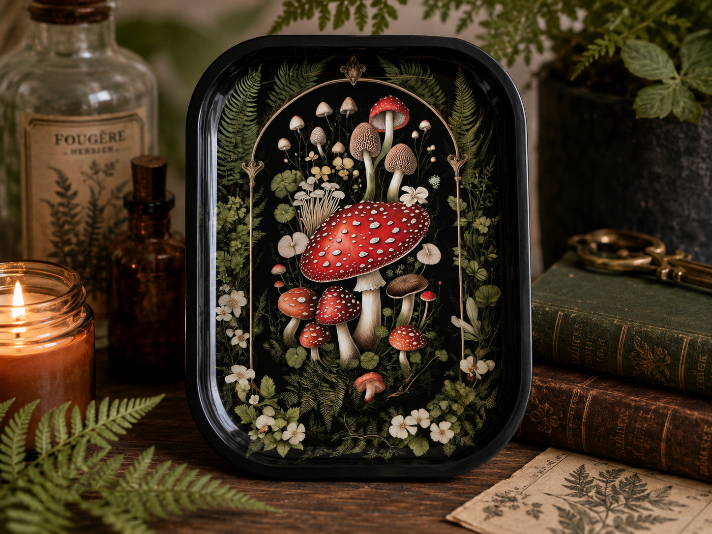 Mushroom Forest Metal Tray