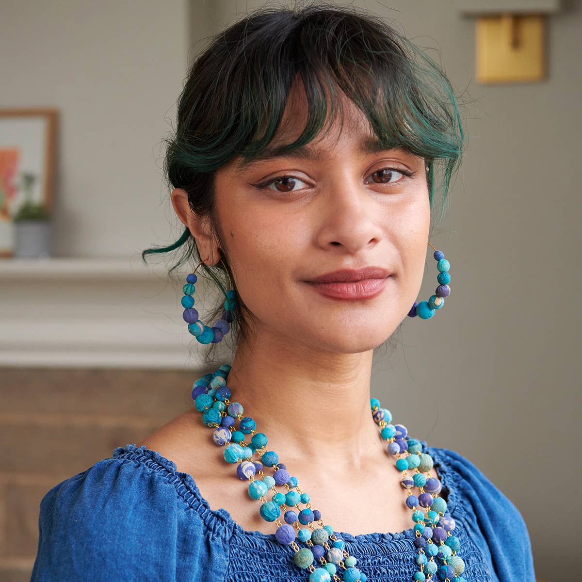 Azure Graduated Kantha Hoops