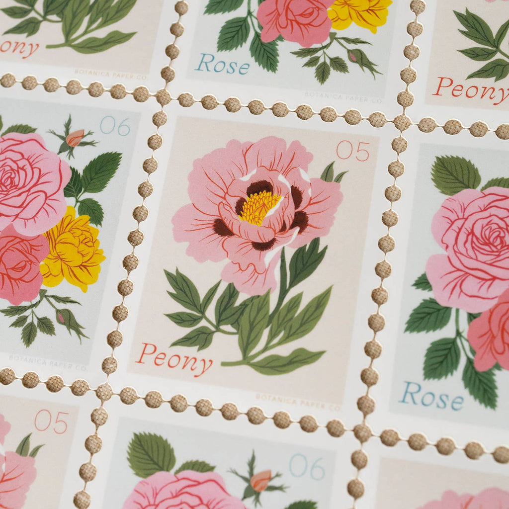PEONY, MAY FLOWER | STAMP-STYLE VINYL STICKER