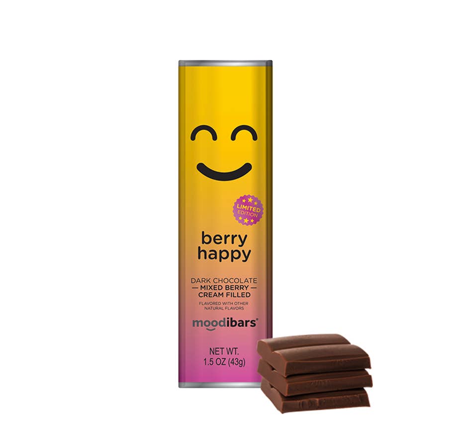 Moodibars BERRY HAPPY Dk Choco Mixed Berry Cream 1.5 oz bar