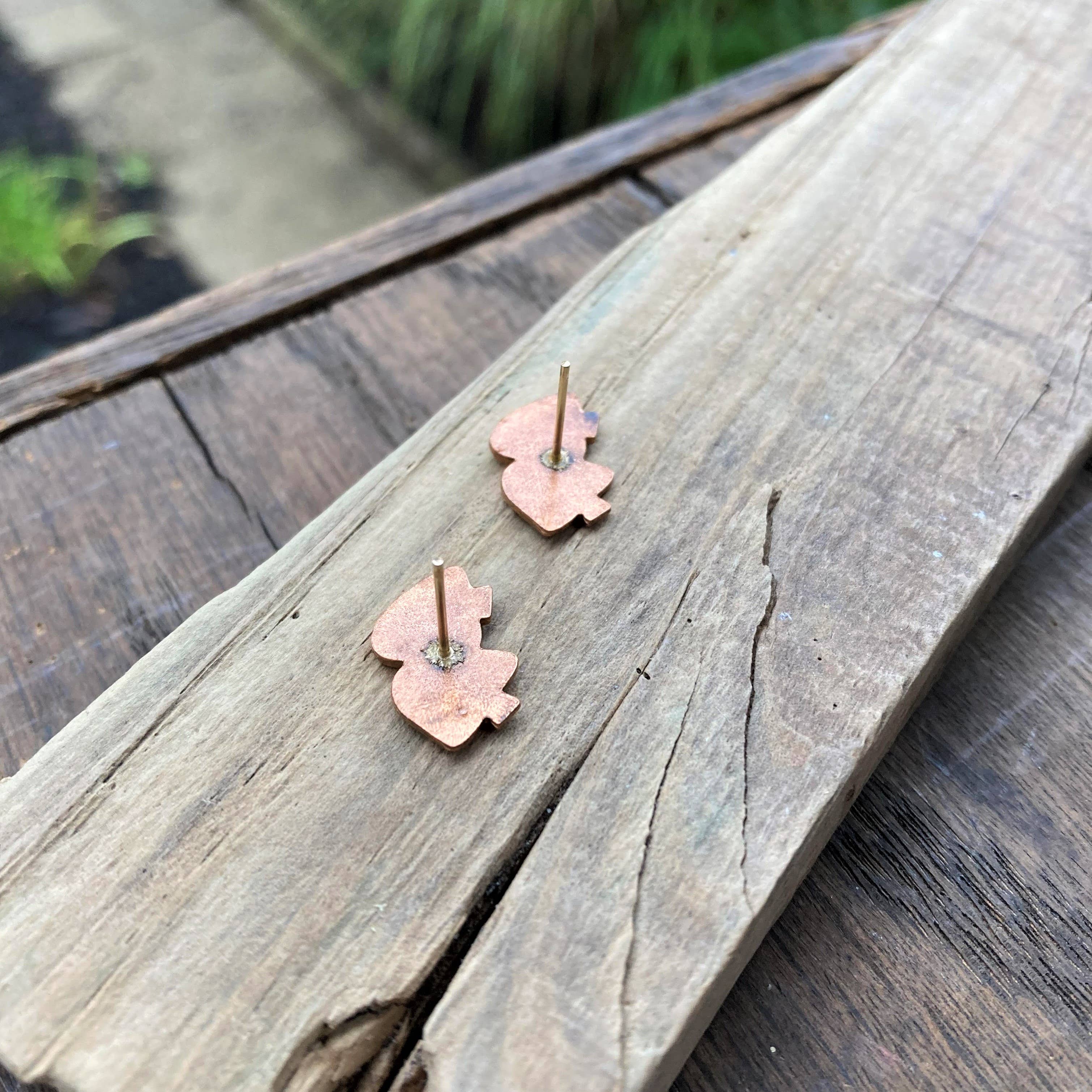 Mini Copper Mushroom Post Earrings