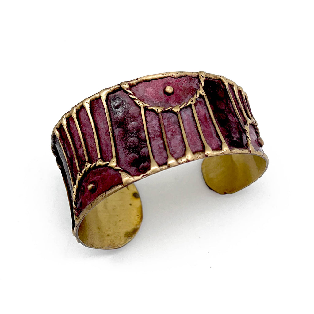 Arched Lines Brass Patina Cuff Bracelet
