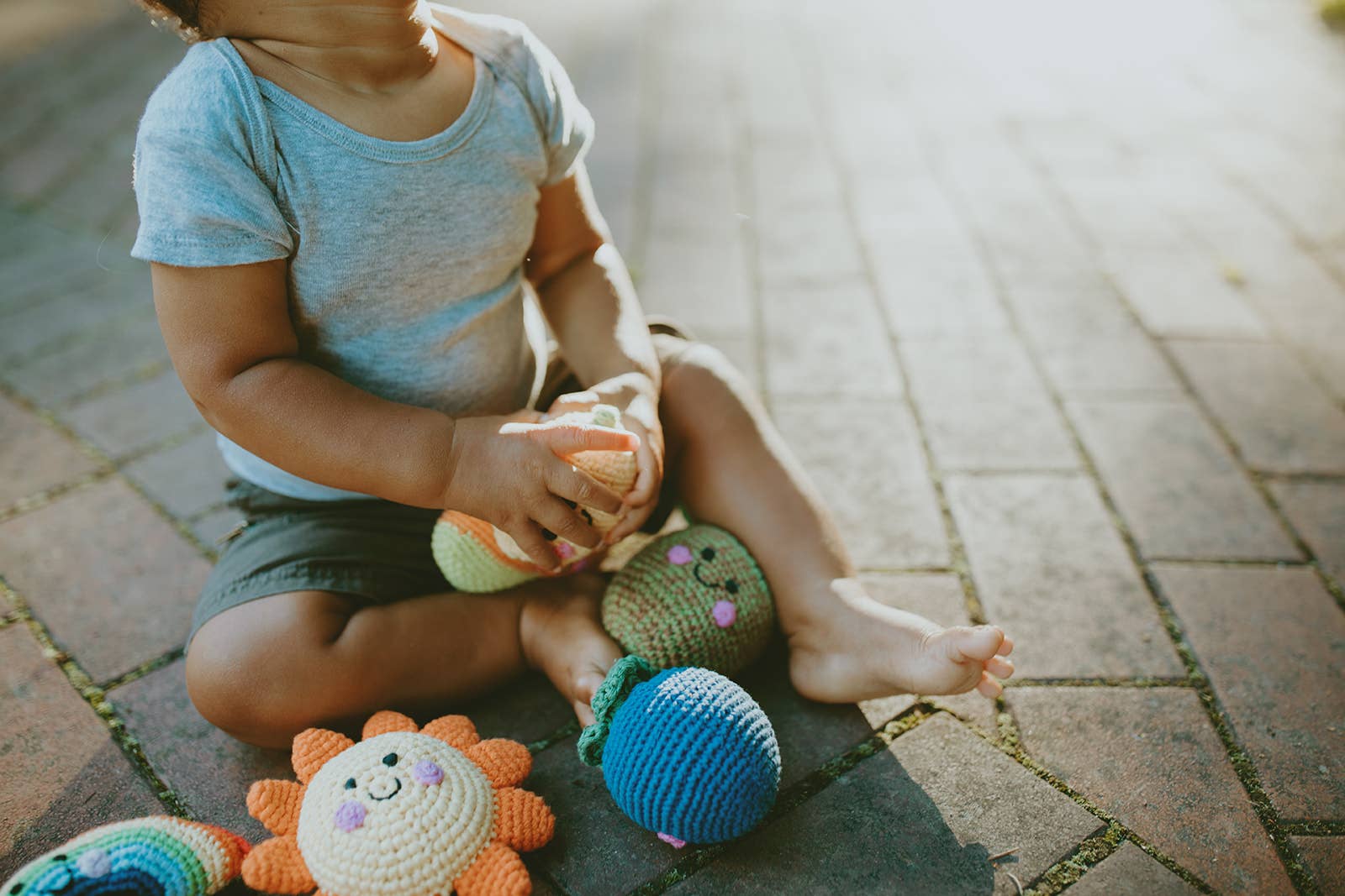 Happy Sun Rattle – Handmade Organic Cotton Baby Toy