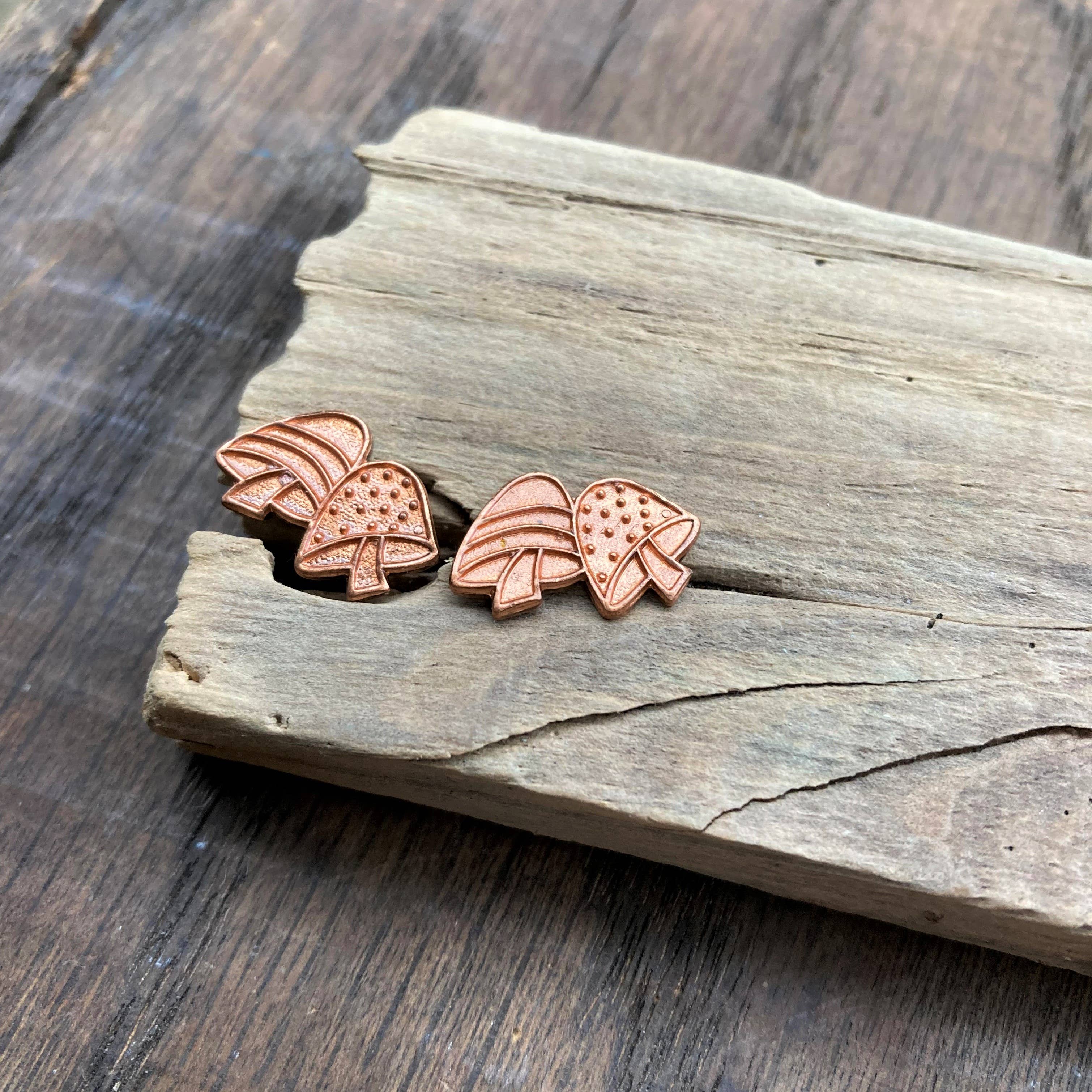 Mini Copper Mushroom Post Earrings