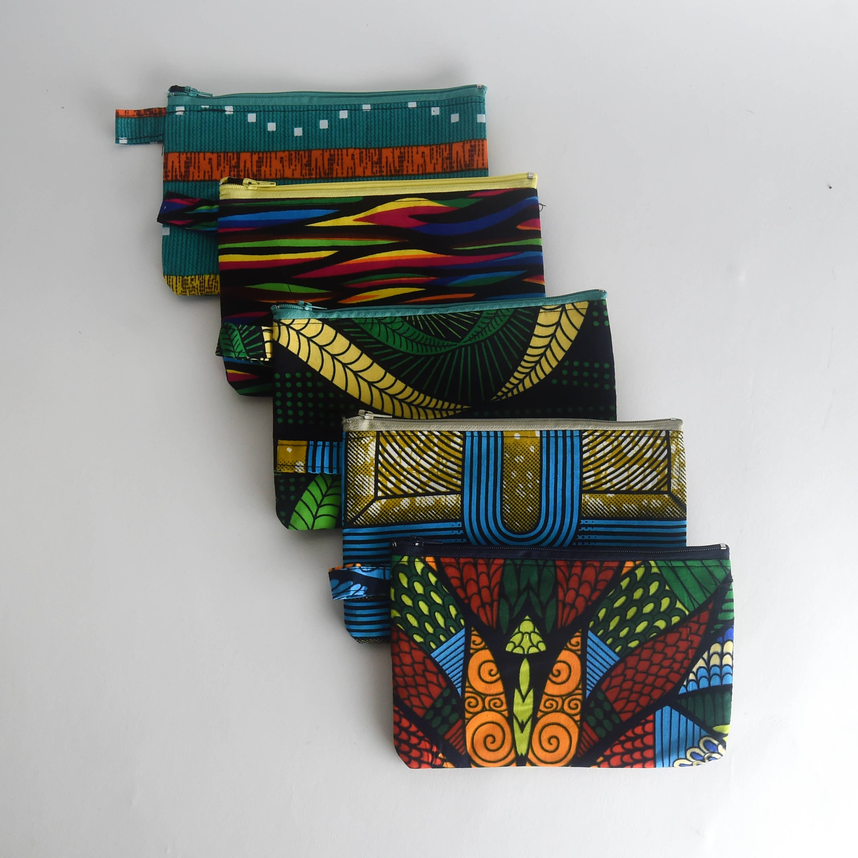 African Textiles Zipper Pouch Set of 5