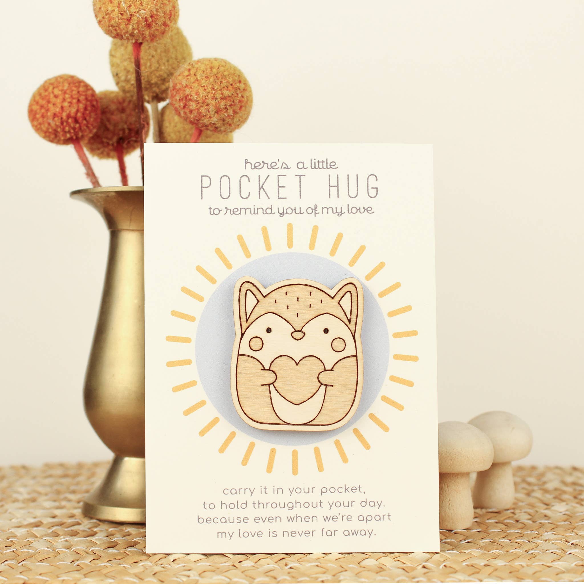 Fox Wooden Pocket Hug