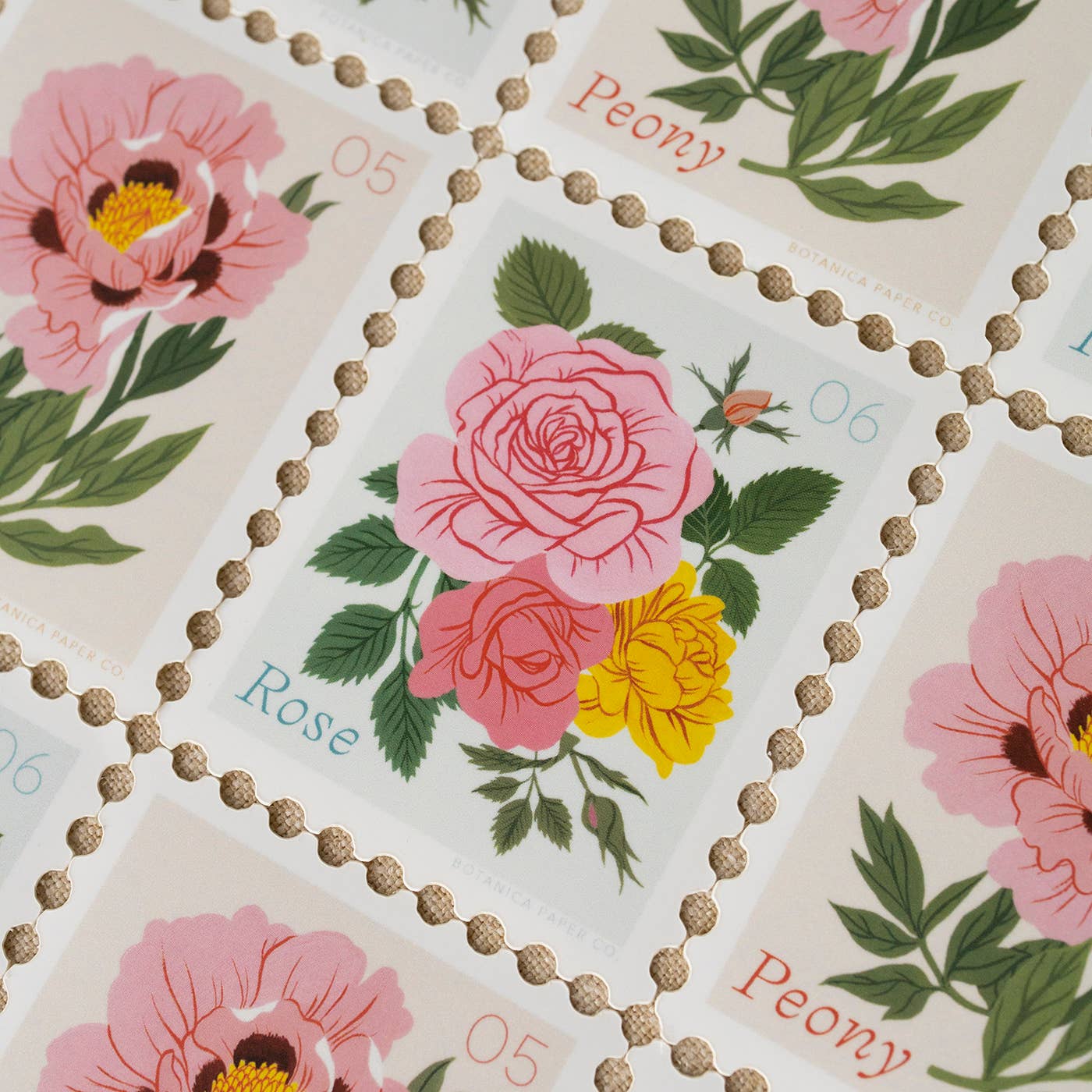 ROSE, JUNE FLOWER | STAMP-STYLE VINYL STICKER