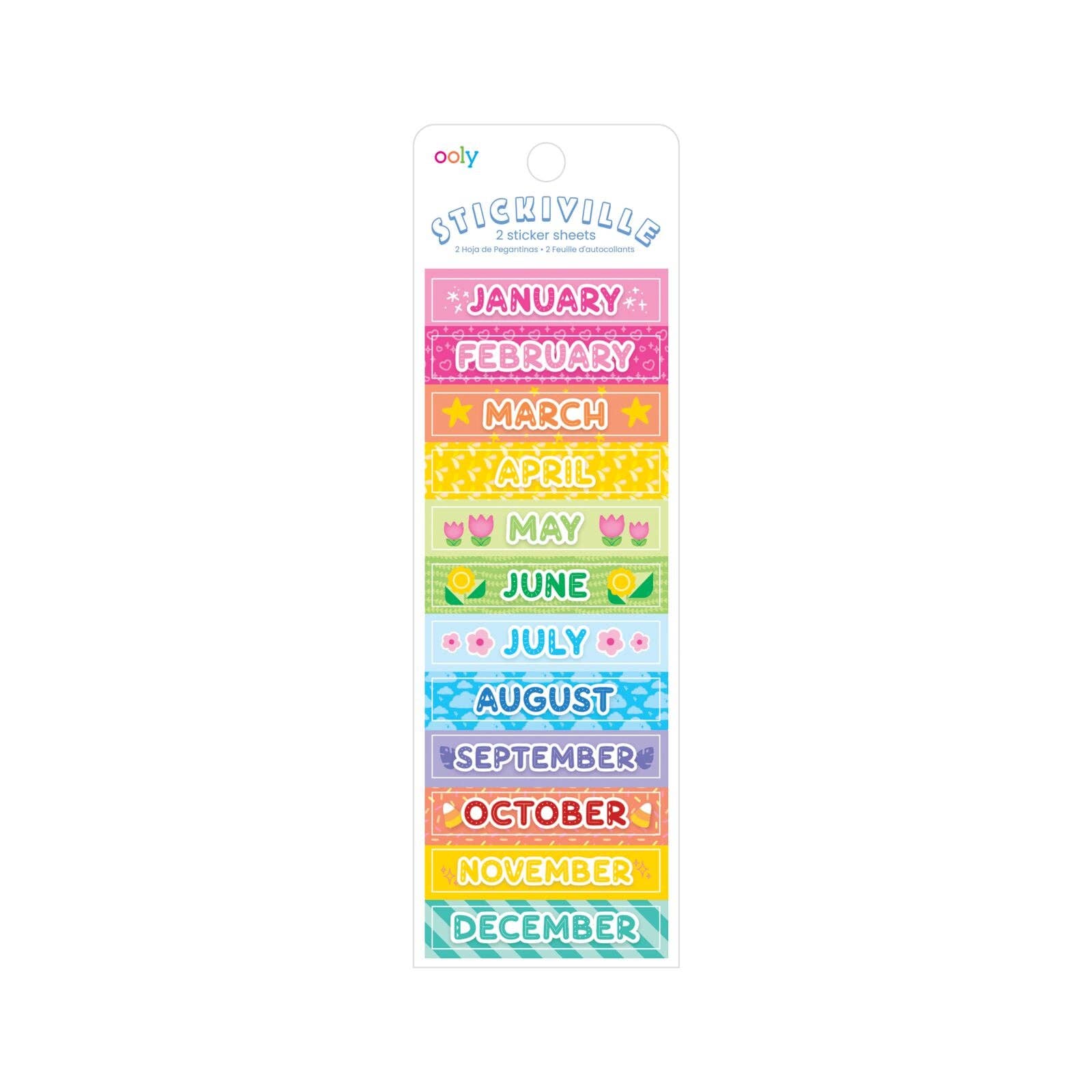 Months Of The Year Stickers - 2 Sheets