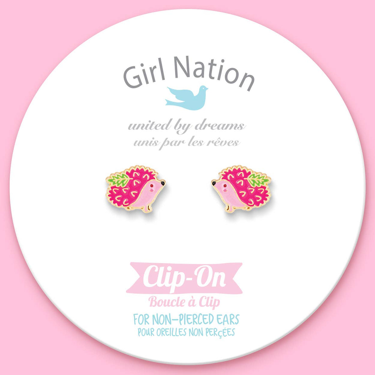 Pink Hedgehog Clip-on Earrings