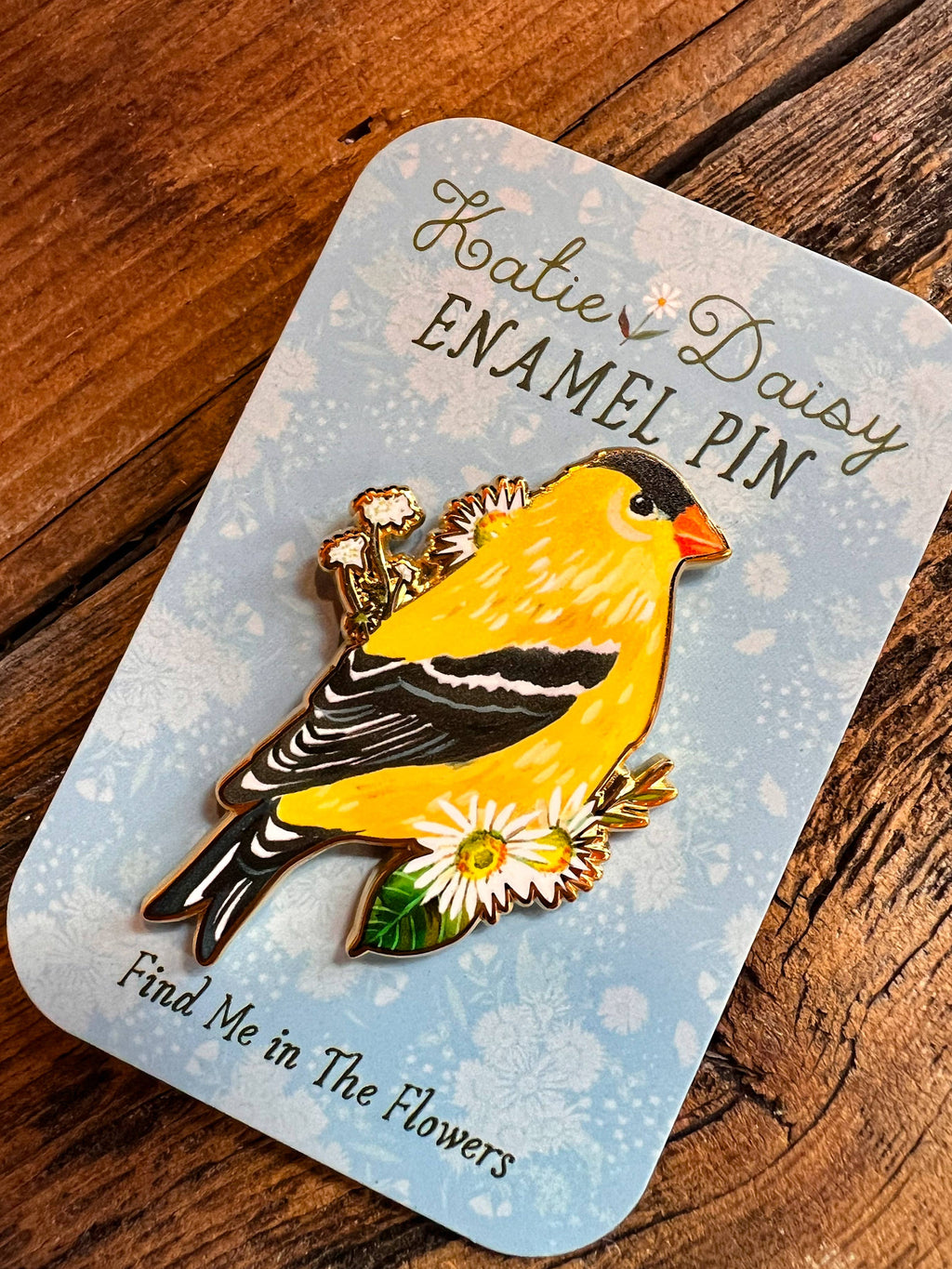 Goldfinch Enamel Pin by Katie Daisy