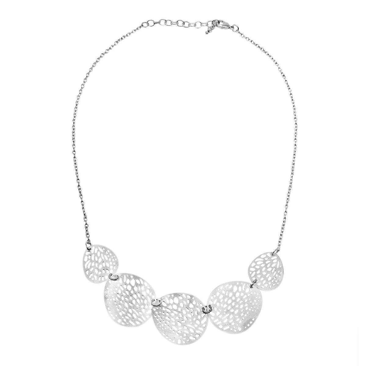 Silver Stenciled Leaf Necklace