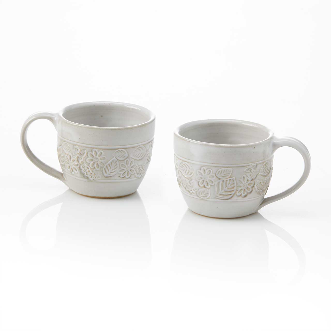 Pressed Blossom Handmade Ceramic Mug - Set of 2