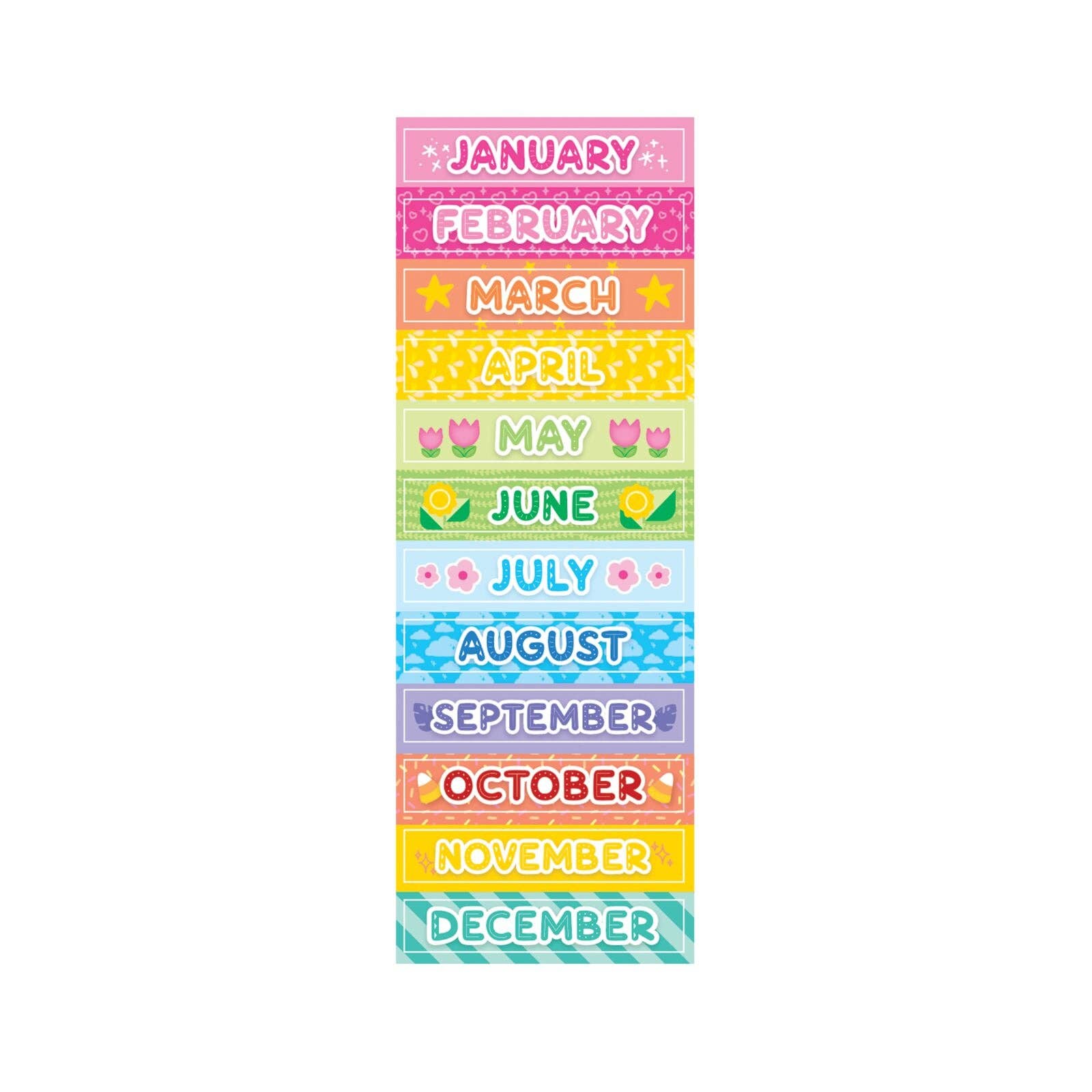 Months Of The Year Stickers - 2 Sheets